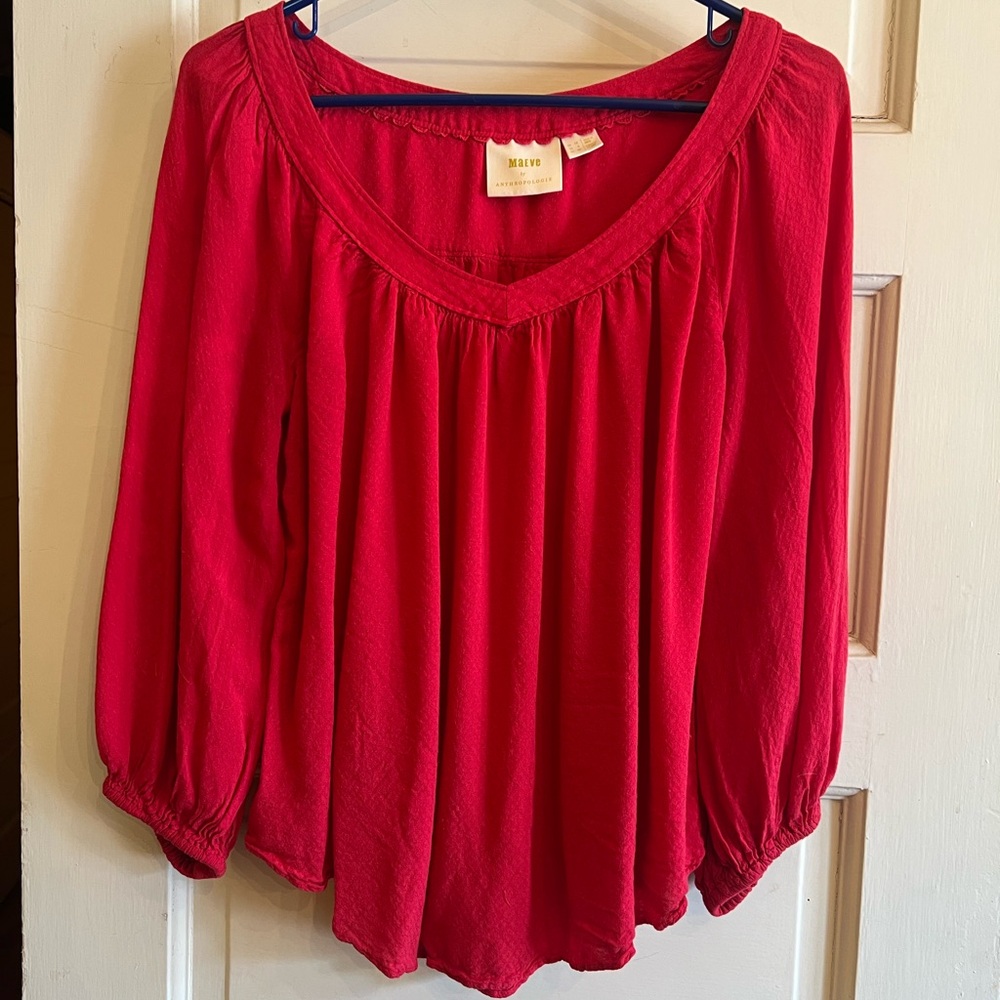 Anthropologie Red Blouse